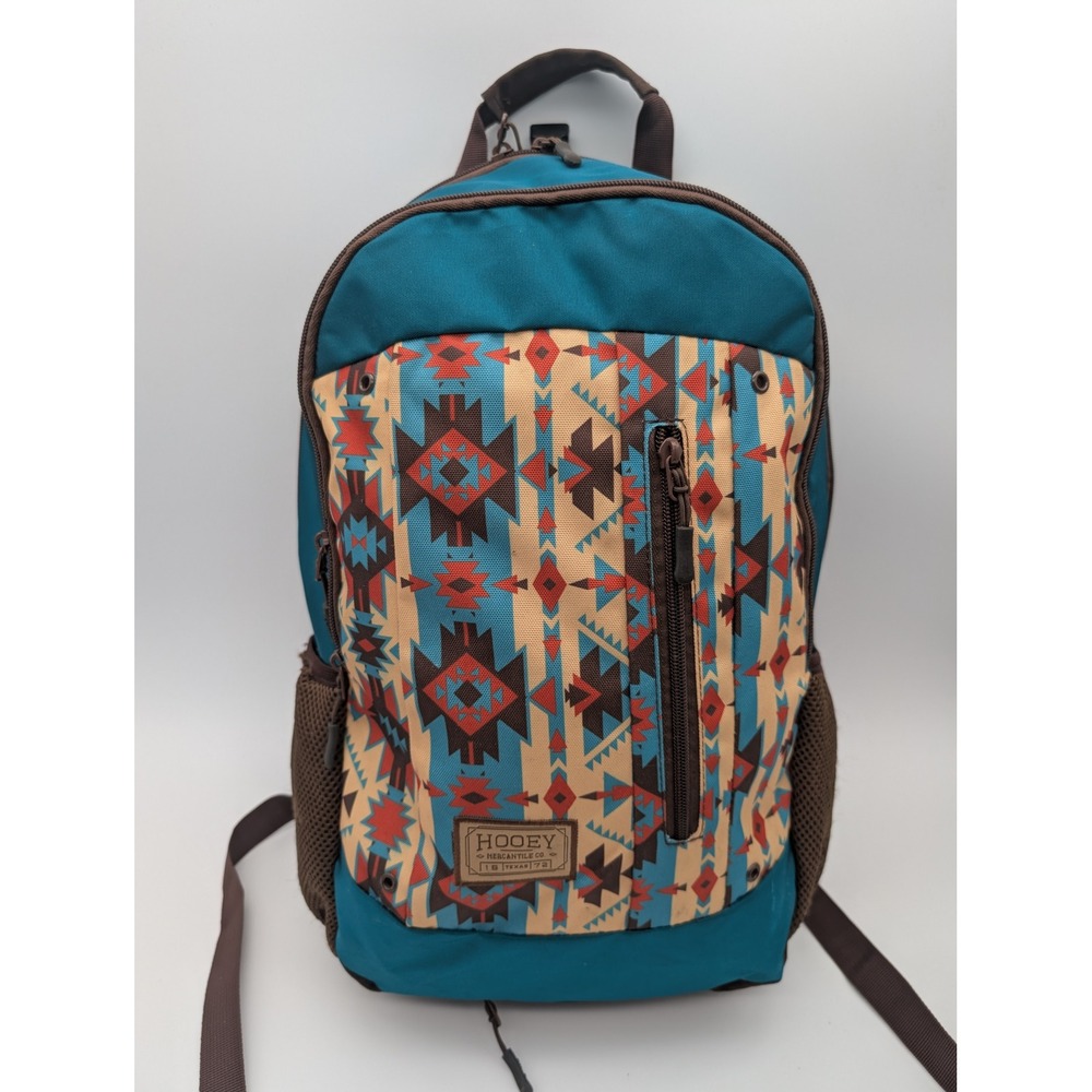 Hooey Mercantile Co Southwestern Print Backpack Teal Brown Aztec Geometric Bag